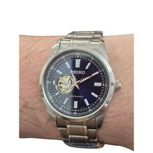 Full Set SEIKO Open Heart 4R38 42mm Blue AT Mens Watch From JAPAN Quiet Luxury
